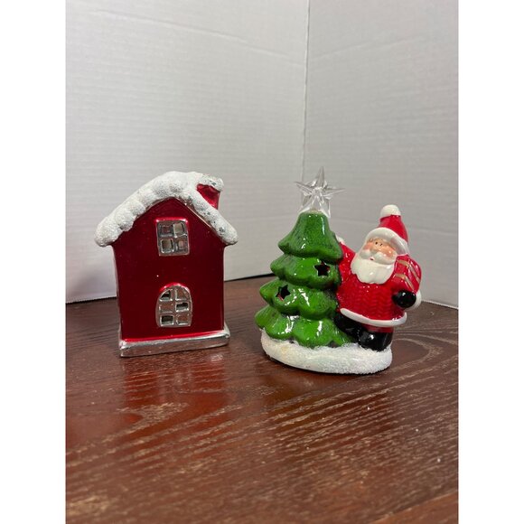 Vintage Ceramic Christmas Village Set With Santa & Bear D4 - Picture 4 of 7